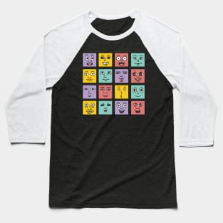 Square Funny Faces Baseball T-Shirt